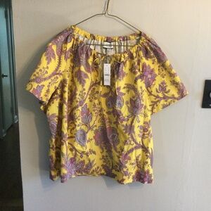 J. Crew Collection Cotton “Baroque “ Gold/Multicolor Top, NWT